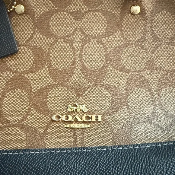 Coach Signature Brown and Blue Satchel - Picture 4 of 5